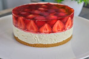 Cheescake de Galleta con Gelatina de Fresa